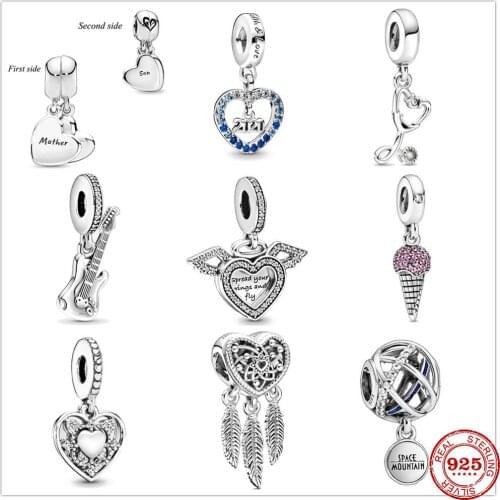 925 Sterling Silver Mother son wife Pendant DIY fine beads Fit Original Pandora Charms silver 925 Bracelet DIY Jewelry 2020 New