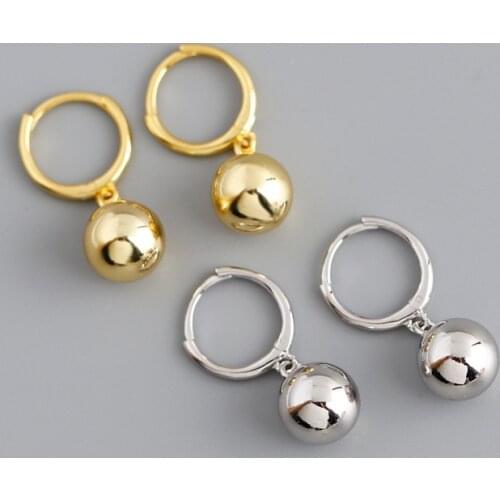 925 Sterling Silver Earring Fashion Big Ball Short Pendant Drop Earring Zircon Round Ear Ring Trend OL Simple Woman Ear Jewely