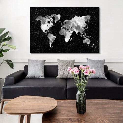 Modern Creative Abstract World Map Posters and Prints Wall Art Canvas Painting Home Decoration for Living Room Wall Art Pictures