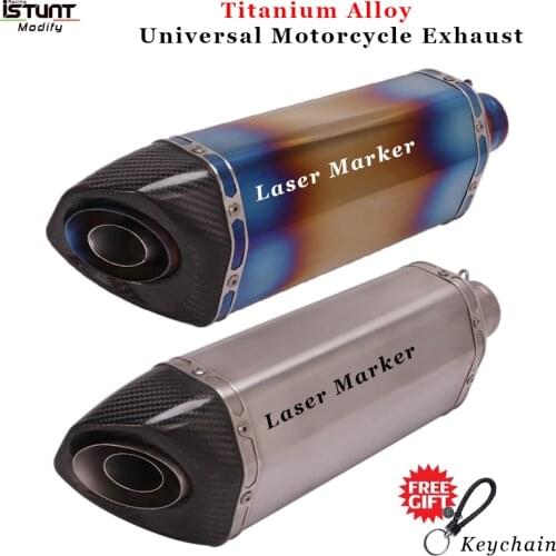 470mm Universal Motorcycle Exhaust System Connect Tail Tube Titanium Alloy 51mm Exhaust Muffler Tip Pipe With DB Killer Scooter