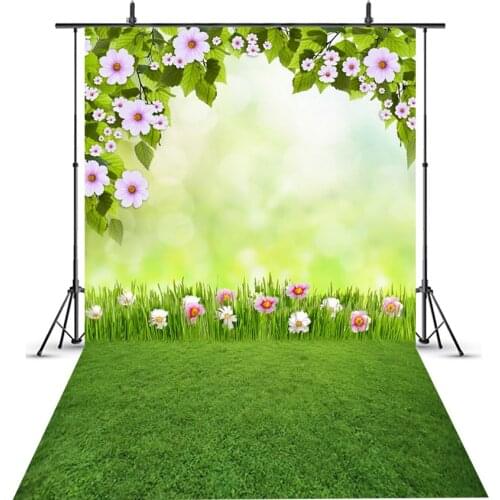 MEHOFOTO Spring Easter Background for Photography Green Grass Bokeh Photo Backdrop Studio Newborn Baby Portrait Photo Booth