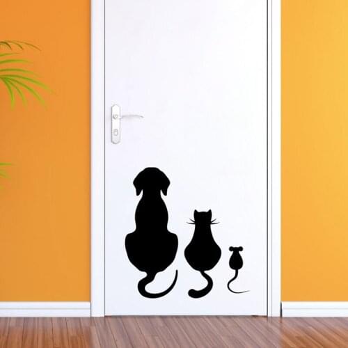 Dog Cat and Mouse Art Wall Sticker Childrens room Home Decoration Vinyl DIY Removable Wallpaper JG3442