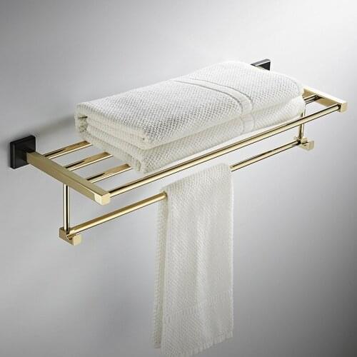 All copper bathroom accessories, towel rack, bath towel rack, European style new black + gold bathroom towel bar wall hanging