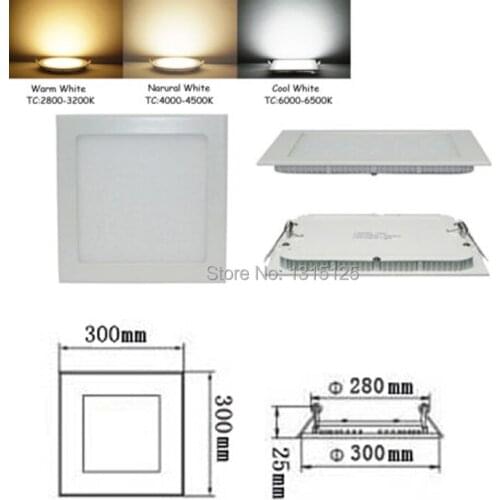 High quality SMD2835 Dimmable 24W LED Recessed ceiling light, Square LED Panel Lights 300mm, Wholesale LED Lamp +free shipping