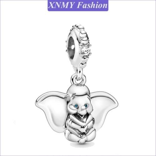XNMY New Original Silver Color Bead Cartoon Dumbo Dangle Charm Fit European Pandora Charms Bracelet Diy Jewelry 2021