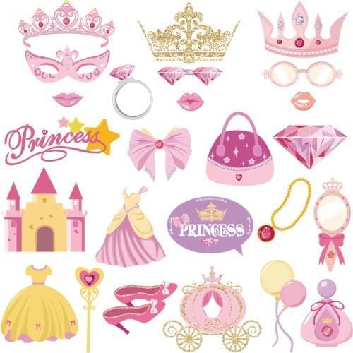 Princess Castle DIY Photobooth Props Party Decorations Sweet Happy Birthday Party Photobooth Props Baby Shower Party Supplies