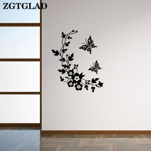 ZGTGLAD 1pcs 3D butterfly flowers wall sticker for kids room bedroom living room fridge stickers home decor DIY wall stickers