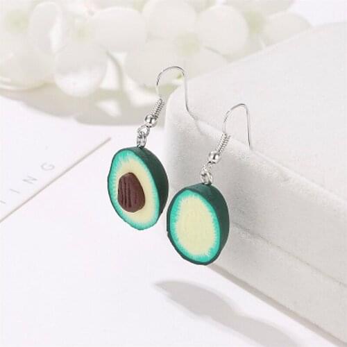 1@# Hot Sale Shine Style Drop Earrings 2020 Cartoon Avocado Earrings Women Hanging Dangle Design Drop Earrings Gift For Friend