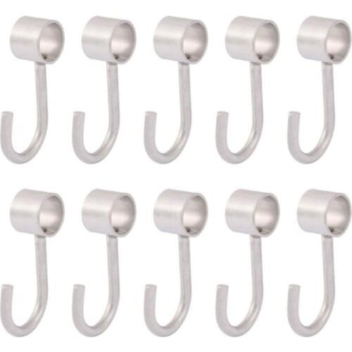 10Pcs Stainless Steel Wardrobe Bathroom Clothes Coat Towel Hook Hanger for 16mm/0.62 inch Dia Rod Tube