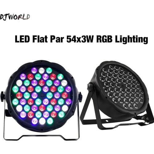 2pcs/lot LED Flat Par 54x3W RGB Color Lighting Bright DMX Controller Strobe For Home Dance Floor DJ Bar Stage Light Effects