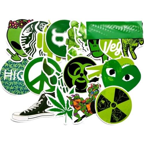 20 Pcs Green Graffiti Style Mixed Series Stickers For Notebook PC Skateboard Bicycle Car Motorcycle DIY waterproof Toy Sticker