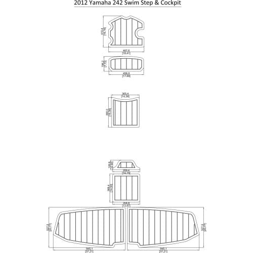2012 Y-a-m-a-h-a 242 Swim Step & Cockpit Pad Boat EVA Teak Decking 1/4" 6mm