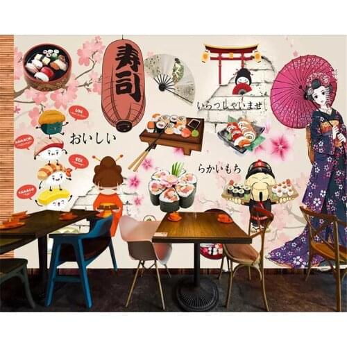 Beibehang 3d wallpaper Japanese food sushi restaurant catering tooling wall mural background wall wallpapers for living room