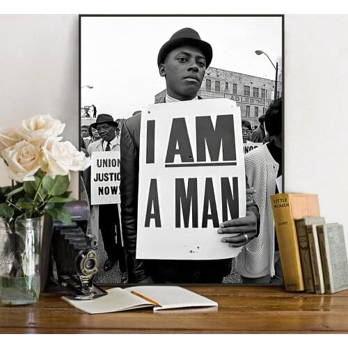 African American Vintage Photo Poster Civil Rights Movement Print Black White Picture Black Painting Living Room Wall Art Decor