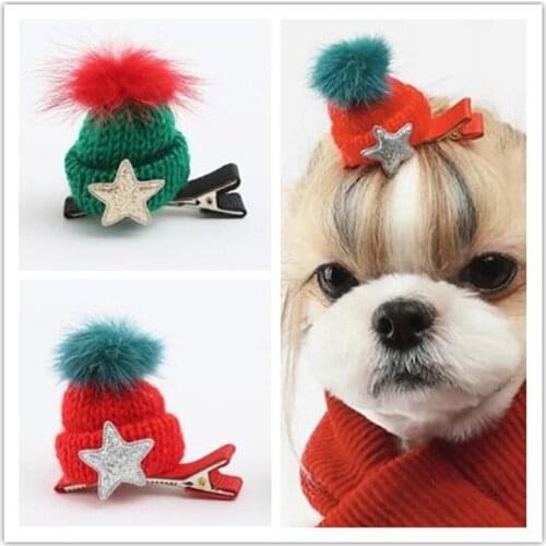 Pet Dog Hair Bows Christmas Wool stars hat Christmas Pet Hair Accessories Hair Bows Dog Holiday Grooming Accessories 20pcs/lot