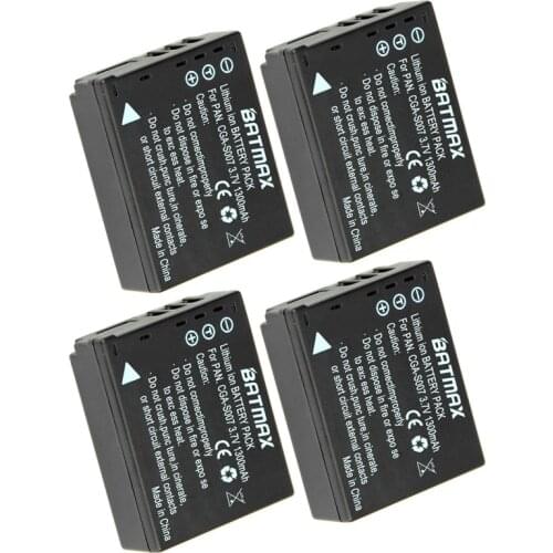 4Pcs1300mAh CGA-S007 CGA CGR S007E S007 S007A BCD10 Batteries for Panasonic DMC TZ1 TZ2 TZ3 TZ4 TZ5 TZ50 TZ15 Camera Batteries
