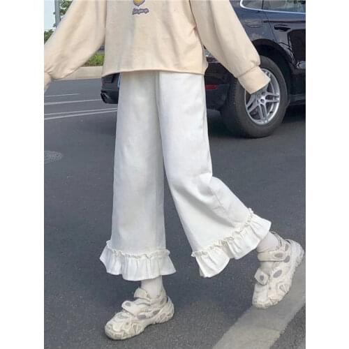 2021 Cute Solid Pants Summer For Girl Harajuku Pants Japan Mori Girl Kawaii Teens Trousers Fashion Harajuku Hip Hop Pants Women