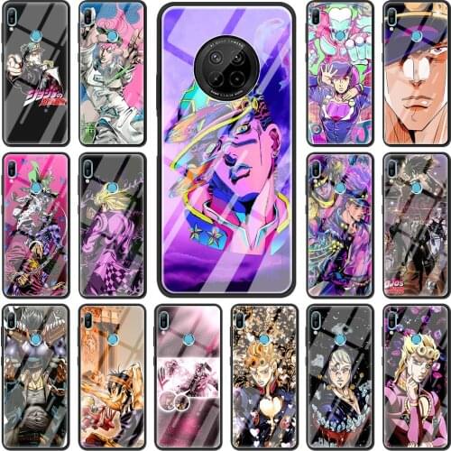 Phone Case for Huawei Y9a Y8S Y6p Y6 Y7 Y9 Prime 2019 Mate 40 10 Lite 20 X 30 Pro Glass Shell Cover Anime JoJo Bizarre Adventure