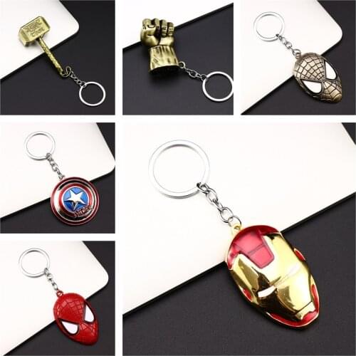 Disney Marvel Avengers Spider-Man Keychain Captain America Iron Man Pendant Jewelry Children Adult Anime Toy Christmas Gifts