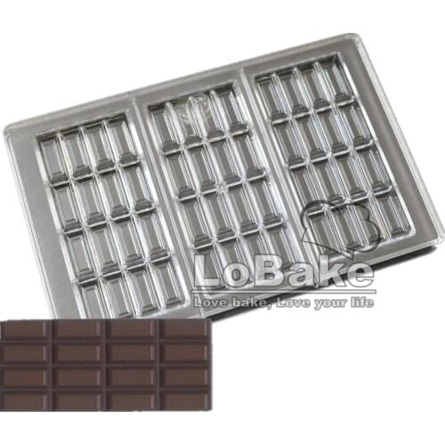 Latest 3 cavities wider 27.5*17.5*2.4cm unique rectangle cube shape polycarbonate chocolate Mold for mold DIY baking accessories