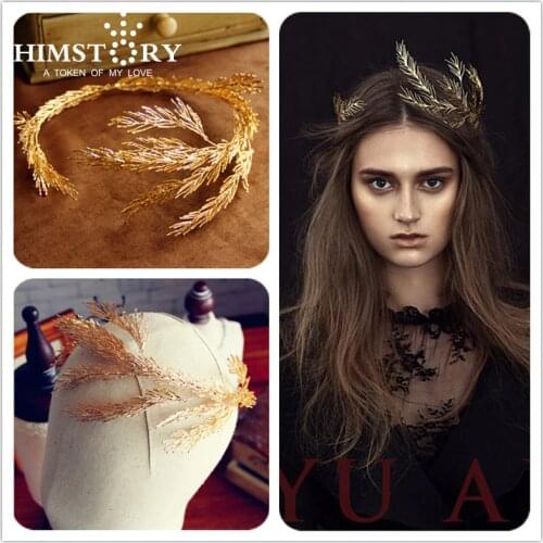 HIMSTORY Handmade Branch Crown Tiara Headbpieces Leaf Evening Party Hair Accessoies