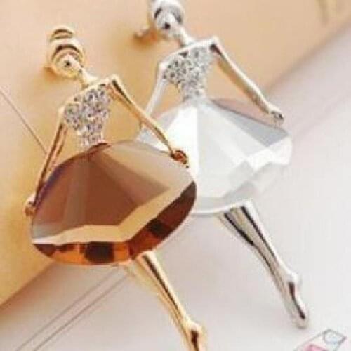 Korean version of the high-end jewelry wholesale wild ballet girl fashion style crystal Rhinestone brooch defense free shipping