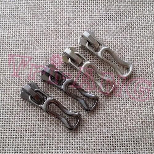 20pcs/lot, Silver/Gun Black 5# Metal Zipper Sliders w/ Unchangeable Pulls Accessories