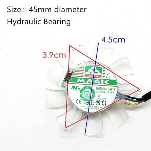 MGT5012LR-W10 High quality ultra quiet 5010 Graphics card fan blade 45MM Diameter Hole Pitch 39mm 12V 0.08A Fan Blade 4pin PWM