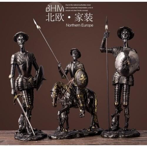 MINIATURE FIGURES RESIN CRAFTS ORNAMENTS KNIGHT SCULPTURE PROPS STUDY LIVING ROOM TABLE DISPLAY HOME FURNISHING DECORATION