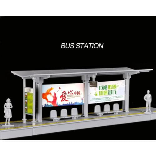 Bus Station Model Car Sports Car Bus Simulation Bus Children High-speed Rail Station Platform Diy Assembly Toys