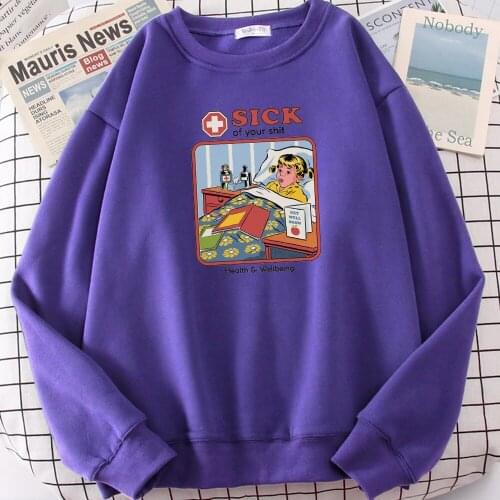 New Sick Of You Health And Wellbeing Print Mens Hoody Fleece Winter Clothing Fleece Autumn Sweatshirt Large Size MenS Hooded