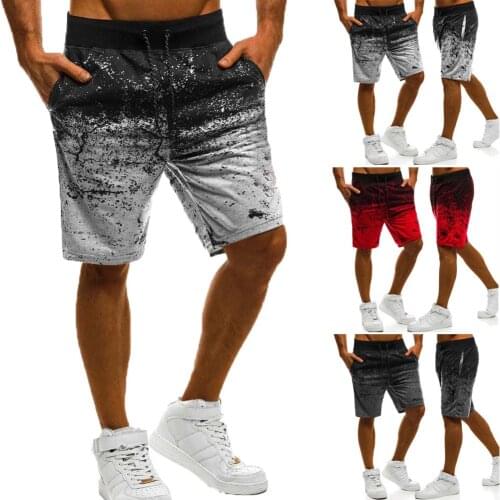 Mens Running Shorts Cargo Pants Casual Summer Beach Sport Gym Trouser Plain Elastic Cotton Pocket Patchwork String Summer 2019