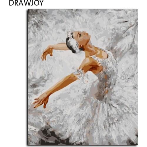 DRAWJOY New Framed Painting By Numbers Hand Painted Canvas Drawing Diy Oil Painting Wall Sticker 40*50cm Ballet Queen GX8074