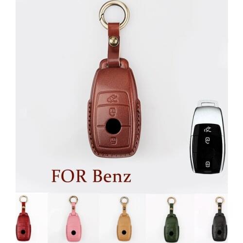 Genuine Leather Key Fob Cover Case For Mercedes Benz E S Class W213 W212 S212 E200 E300 E260 S class Accessories