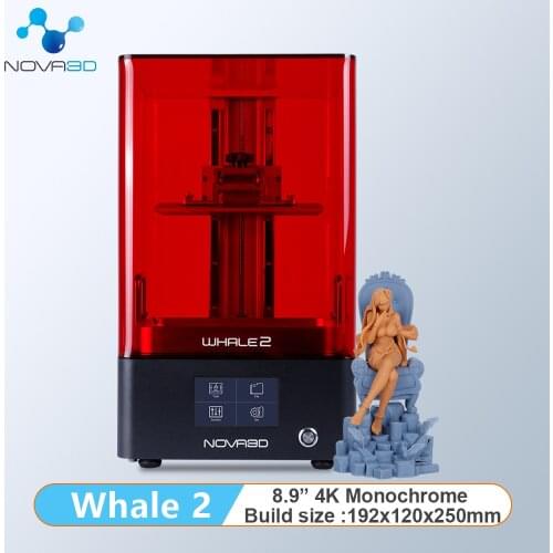 NOVA3D Whale2 4K 3D Printer 8.9 inch MONO LCD UV Resin Printers 3d Print SLA 3D Prints Kits High Speed Printing 192x120x250mm