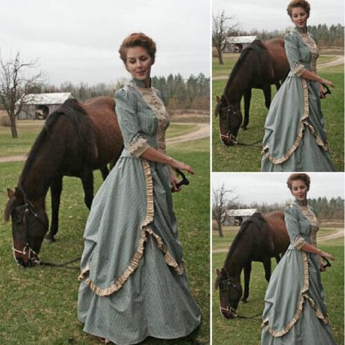 2017 New!Customer-made Luxs Vintage Costumes Victorian Dresses Scarlett Civil War dress Cosplay Lolita dresses US4-36 C-1064