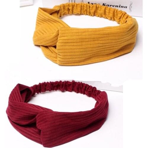 Solid Fabric Elastic Headband for Women Headwear Soft Cotton Stretch Hairband Women Hair Accessories Wide Turban Headwrap