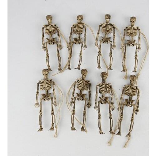 8pcs Skeleton Christmas Prop Plastic Lifelike Human Bones Skull Figurine for Horror Halloween Party Decoration