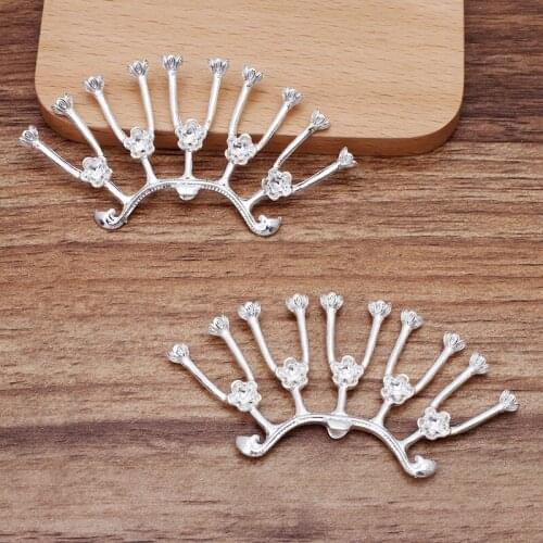 20 PCS 39*73mm Metal Alloy Flowers Tray Connectors 3 Colors Plated DIY Accessories For Jewelry Making