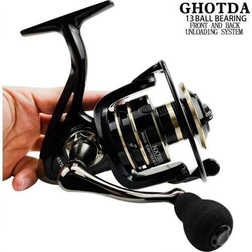 GHOTDA New 13+1BB Fishing Spinning Reel 2000-7000 No Gap Metal Spool Gear Ratio 5.2:1/ 4.7:1 Reel Carp Fishing Gear Pesca