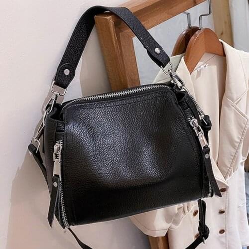 100% Genuine Leather Tote bag Fashion Women Handbag Designer Cowhide Bucket Bag Luxury Womens Messenger Bag Female Shoulder Bag