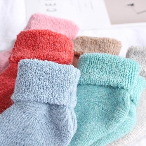 Real Woolen Thick Baby Kids Socks Winter Soft Warm Flanging for Children 0-7 Years Boys Girls Thermal Floor Baby Sock Unfettered