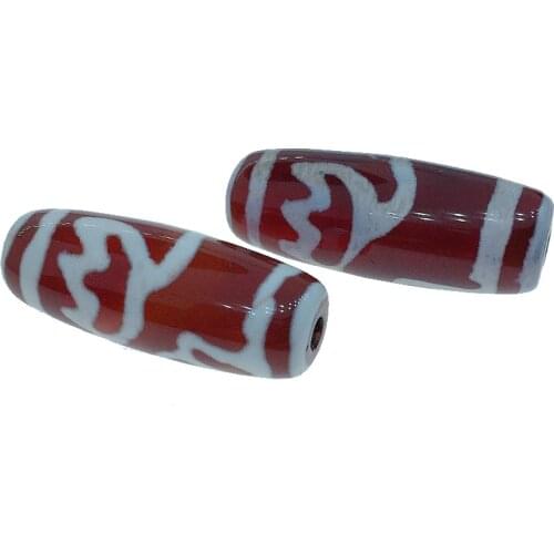 Vintage Jewelry Buddha Bead 10x30mm Natural Tibetan Dzi Agates Stone Beads Oval Geometric lotus Red Agates Stone Beads for Women