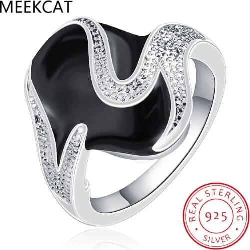 High-quality 925 Sterling Silver Rings for Women Female Male Black Oval Cz Crystal Infinity Ring Bague Argent 925 Anillos Mujer