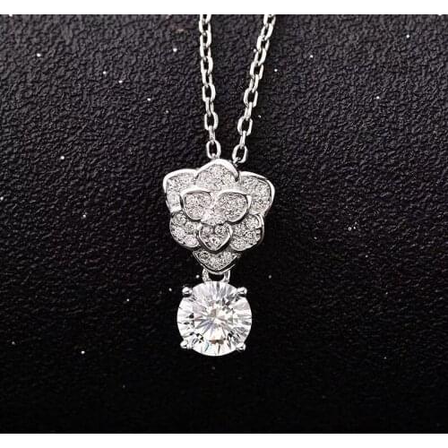Silver 925 jewelry four styles Round Silver Moissanite Pendants 1ct D VVS Luxury Moissanite Weding necklace for Women