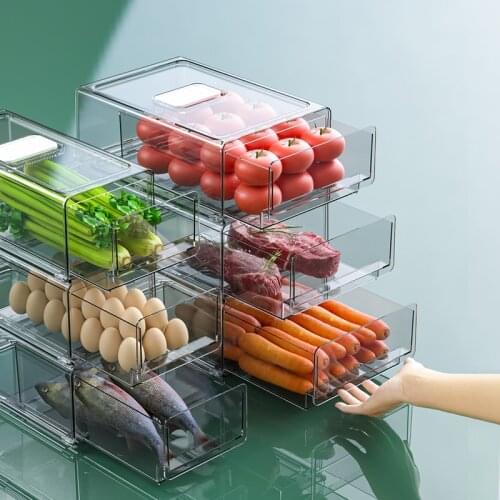 1Pc Transparent Plastic Storage Containers Kitchen Refrigerator Organizer Boxes with Lid Food Container Boxes Storage Drawers
