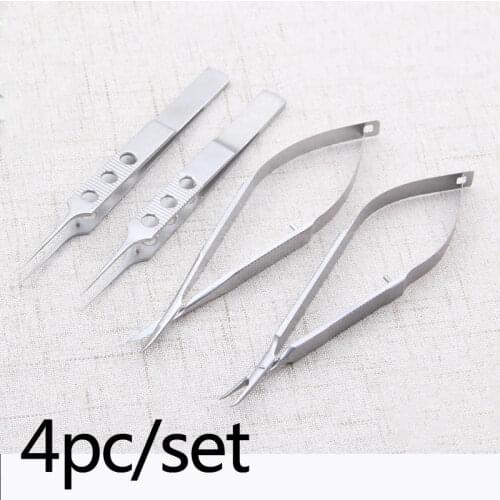 11cm stainless steel ophthalmic microsurgical instruments Needle Holder Micro scissors Tweezers hand surgery 4pcs/set