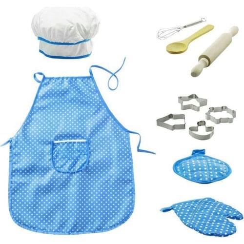 13Pcs Kids Chef Set Toddler Apron Chef Hat Oven Mitt Glove Steamer Complete Cooking And Baking Set Chef Role Play Toys