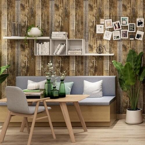 0.45X6M 3D Stereo Wall Stickers Wood Grain Paper Furniture Stickers Self-adhesive Restaurant Bar Background Wall Paper