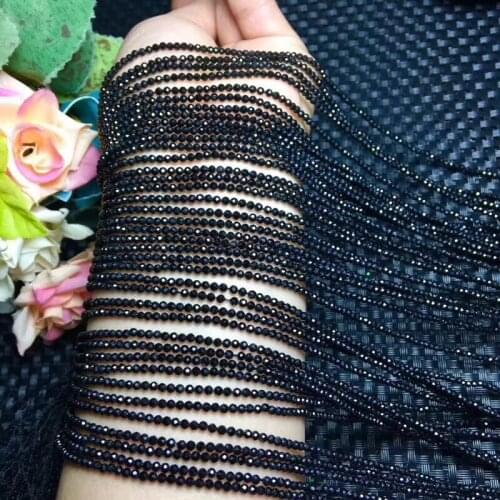 5strands loose beads black spinel 2/3/4/5/6mm faceted round nature beads 14inch for DIY FPPJ wholesale